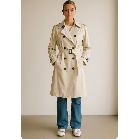 Vintage London Fog Khaki Tan Double Breasted Trench Coat Classic Effortless - Picture 1 of 10